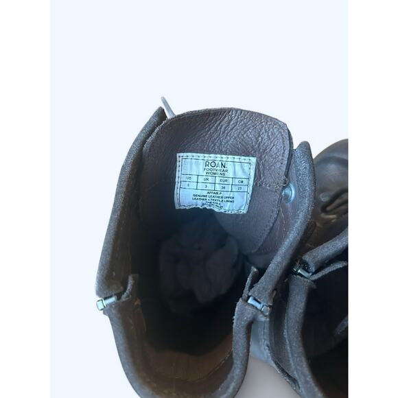 NEW ROAN Affair P Suede Leather Lace-up Combat Moto Boots Gray size 6 Edgy Boho - Picture 7 of 9